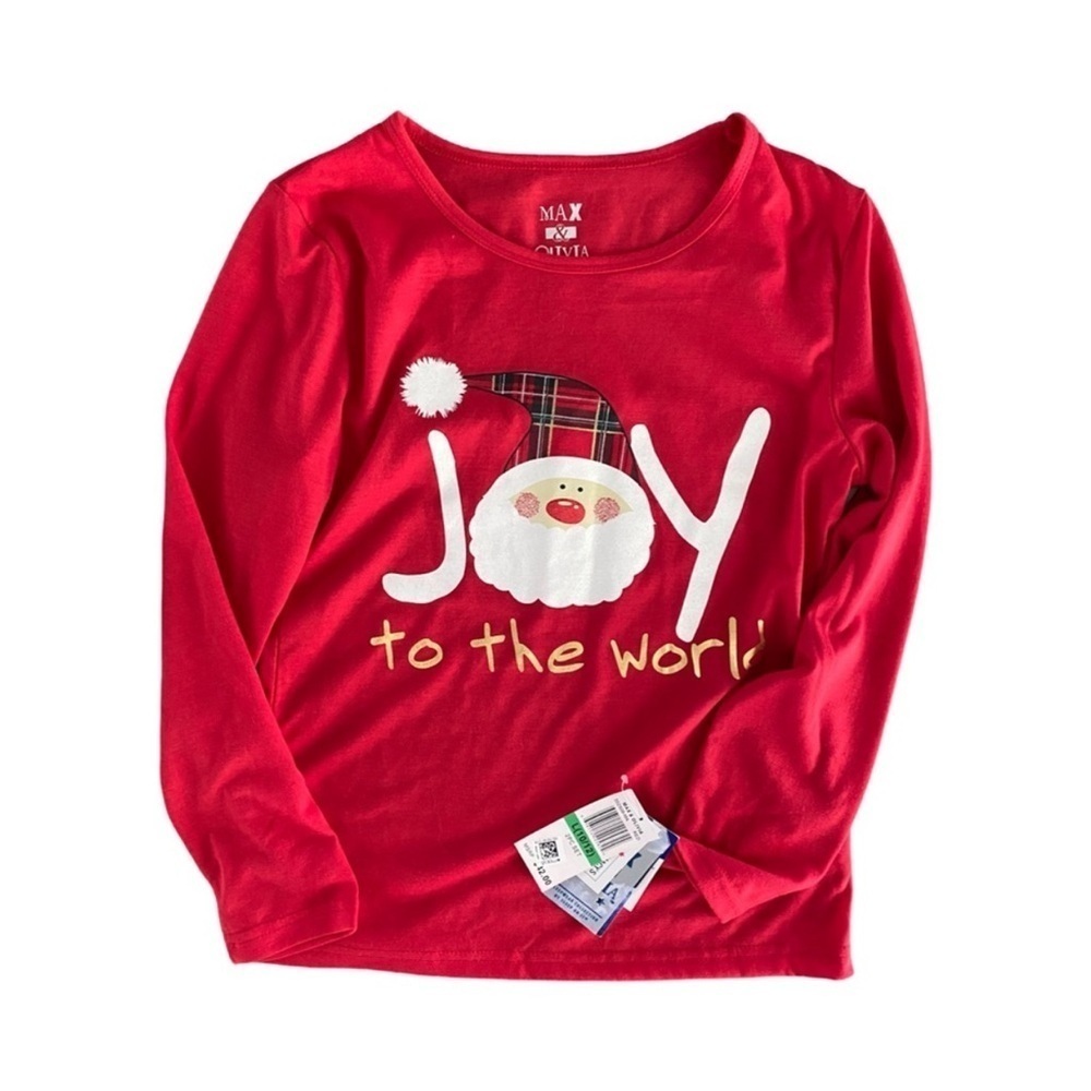 Max & Olivia Kids Long Sleeve Holiday Pajama Top NWT Size L (10/12)